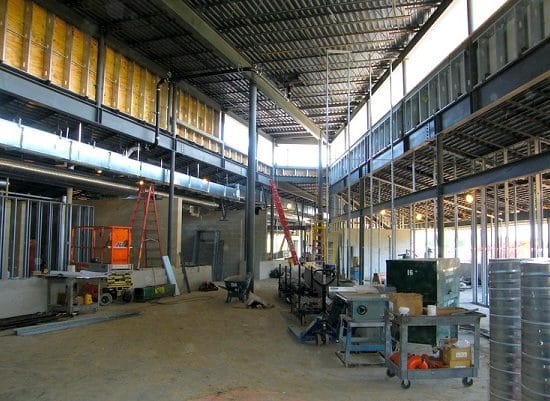 Interior construction of the Lussier Community Education Center