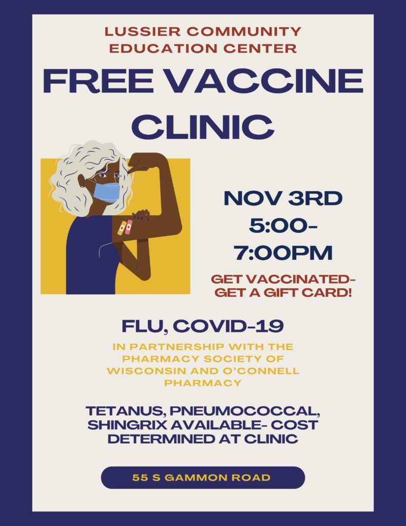 Free vaccine clinic, 5pm to 7pm on Nov 3, 2023